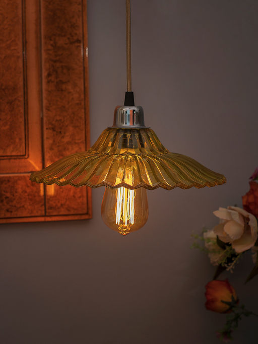 Homesake Industrial Vintage E27 Glass Pendant Yellow