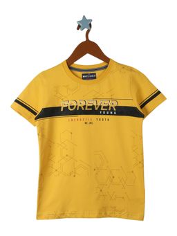 Monte Carlo - Boys Cotton Blend Printed Mustard T-Shirt