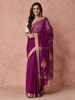 Fabindia - Wine Cotton Silk Blend Sari