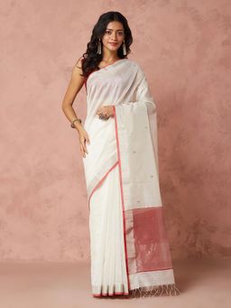 Fabindia - Natural Cotton Silk Blend Batik Woven Saree without Blouse