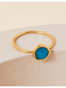 Accessorize London - Real Gold Plated Blue Z Healing Stones Ring Apatite