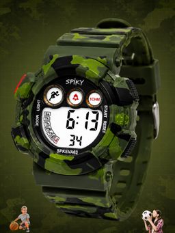 Spiky - Round Digital Sports Watch For Kids Unisex - Green (S)