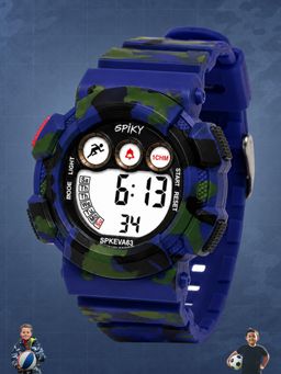 Spiky - Round Digital Sports Watch For Kids Boys - Blue (S)