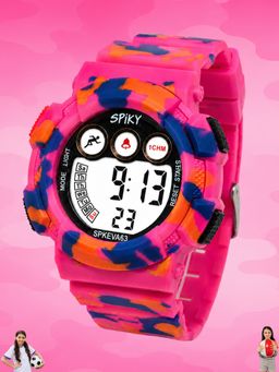 Spiky - Round Digital Sports Watch For Kids Girls - Pink (S)