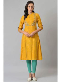 W - Yellow Printed Kurta