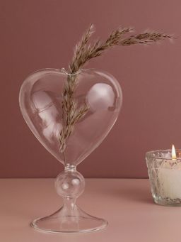 Bonhomie - Transparent Solid Heart Shaped Glass Vase