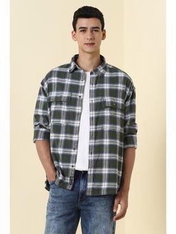Allen Solly - Men Green Relaxed Fit Checks Full Sleeves Casual Shirt