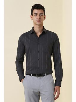 Allen Solly - Men Black Stripe Full Sleeves Formal Shirt