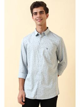 Allen Solly - Men Light Blue Slim Fit Printed Full Sleeves Casual Shirt