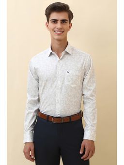 Allen Solly - Men White Printed Full Sleeves Formal Shirt