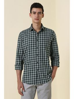 Allen Solly - Men Teal Sport Fit Checks Full Sleeves Casual Shirt