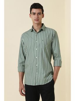 Allen Solly - Men Green Sport Fit Stripe Full Sleeves Casual Shirt