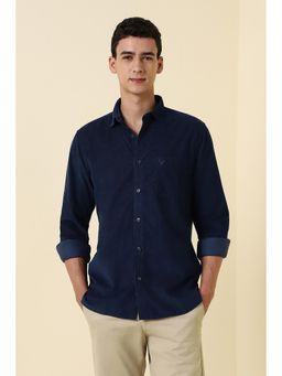 Allen Solly - Men Navy Sport Fit Solid Full Sleeves Casual Shirt