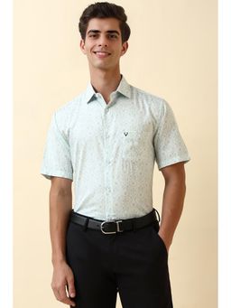 Allen Solly - Men Green Printed Half Sleeves Formal Shirt