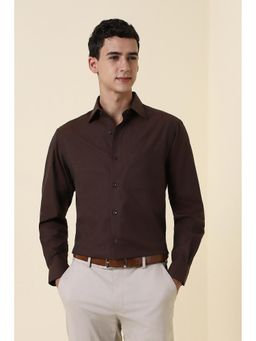Allen Solly - Men Brown Textured Full Sleeves Formal Shirt