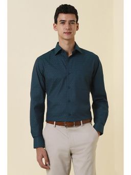 Allen Solly - Men Teal Textured Full Sleeves Formal Shirt