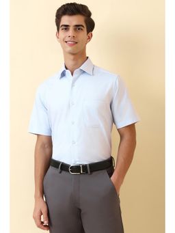 Allen Solly - Men Light Blue Textured Half Sleeves Formal Shirt