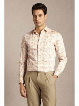 Louis Philippe - Men Beige Printed Full Sleeves Formal Shirt