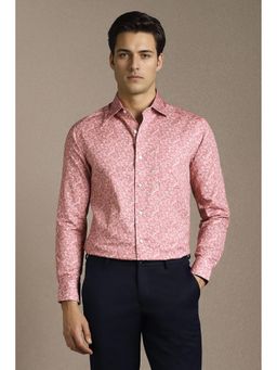 Louis Philippe - Men Pink Printed Full Sleeves Formal Shirt