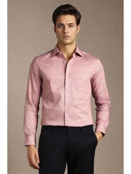 Louis Philippe - Men Pink Printed Full Sleeves Formal Shirt