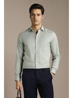 Louis Philippe - Men Green Printed Full Sleeves Formal Shirt