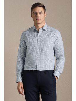 Louis Philippe - Men Light Blue Checks Full Sleeves Formal Shirt