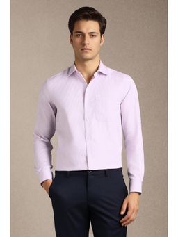 Louis Philippe - Men Pink Textured Full Sleeves Formal Shirt