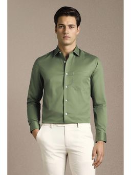 Louis Philippe - Men Olive Solid Full Sleeves Formal Shirt