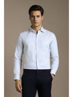 Louis Philippe - Men Light Blue Stripe Full Sleeves Formal Shirt