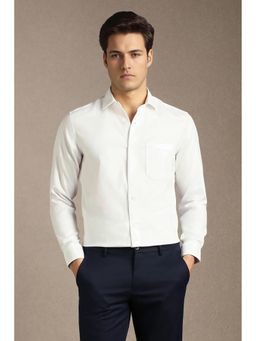 Louis Philippe - Men White Textured Full Sleeves Formal Shirt