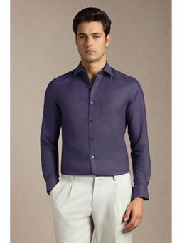Louis Philippe - Men Purple Textured Full Sleeves Formal Shirt