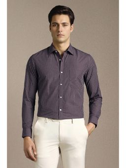 Louis Philippe - Men Purple Checks Full Sleeves Formal Shirt
