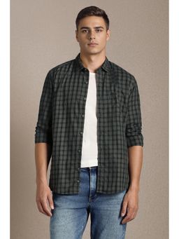 Louis Philippe - Men Grey Checks Full Sleeves Casual Shirt
