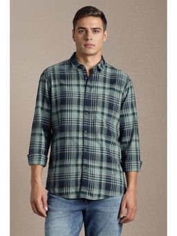 Louis Philippe - Men Green Checks Full Sleeves Casual Shirt