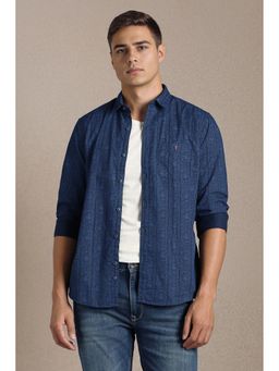 Louis Philippe - Men Navy Printed Full Sleeves Casual Shirt