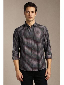 Louis Philippe - Men Grey Checks Full Sleeves Casual Shirt