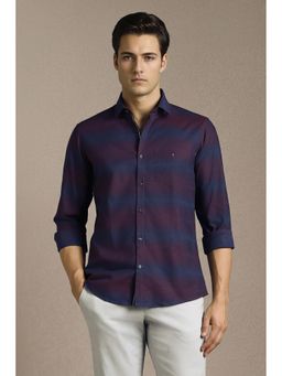 Louis Philippe - Men Purple Stripe Full Sleeves Casual Shirt