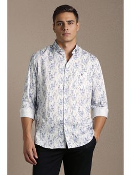 Louis Philippe - Men White Printed Full Sleeves Casual Shirt