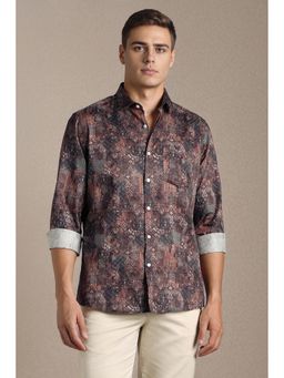 Louis Philippe - Men Brown Printed Full Sleeves Casual Shirt