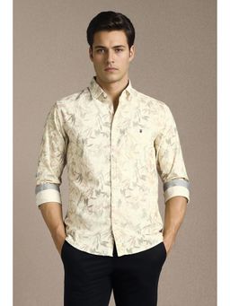 Louis Philippe - Men Beige Printed Full Sleeves Casual Shirt