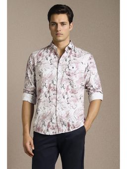 Louis Philippe - Men Mauve Printed Full Sleeves Casual Shirt