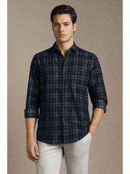 Louis Philippe - Men Navy Checks Full Sleeves Casual Shirt