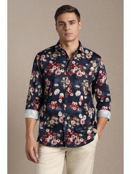 Louis Philippe - Men Navy Printed Full Sleeves Casual Shirt