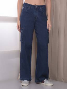 CRIMSOUNE CLUB - Women Blue Cargo Jeans