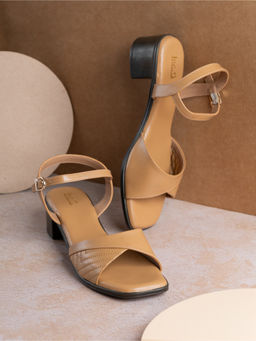 Inc.5 - Womens Beige Party Wear Solid Round Toe Block Heels