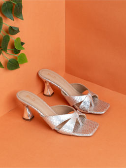 Inc.5 - Womens Silver Party Wear Solid Spool Sandal Heels