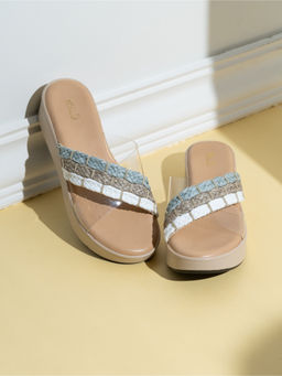 Inc.5 - Womens Multi-Color Party Wear Solid Round Toe Flatform Sandals