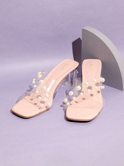 Inc.5 - Womens Peach Party Wear Square Toe Sandal Heels