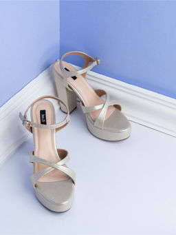 Inc.5 - Womens Silver Party Wear Solid Round Toe Block Sandal Heels