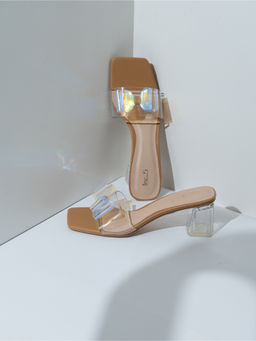 Inc.5 - Womens Transparent Party Wear Square Toe Block Sandal Heels
